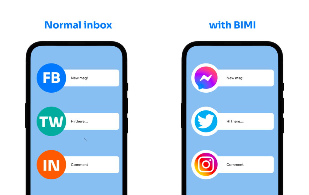 inbox with and without bimi